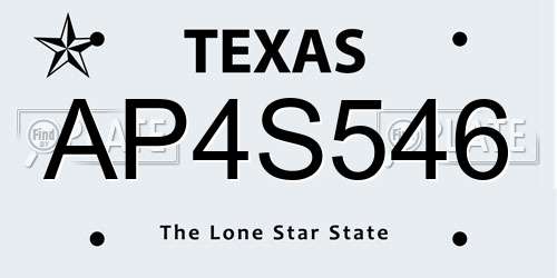 AP4S546 Texas License Plate
