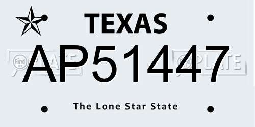 AP51447 Texas License Plate