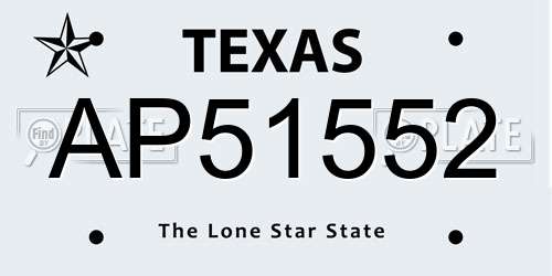 AP51552 Texas License Plate