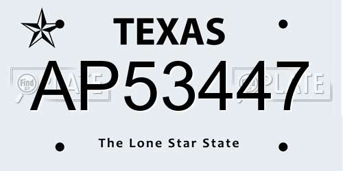 AP53447 Texas License Plate