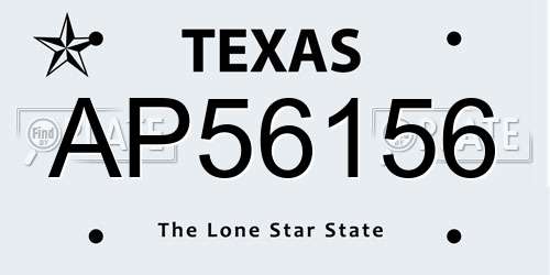 AP56156 Texas License Plate