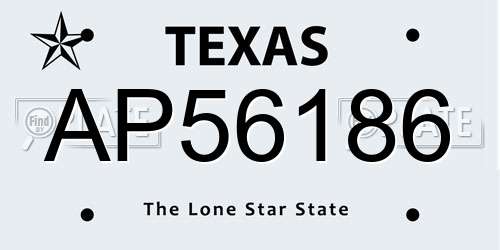 AP56186 Texas License Plate