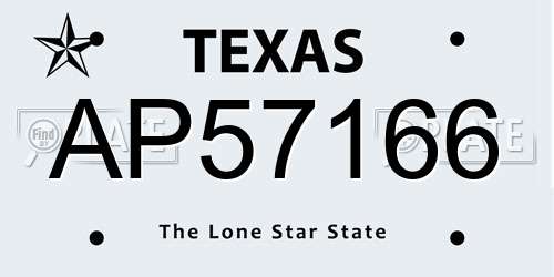 AP57166 Texas License Plate