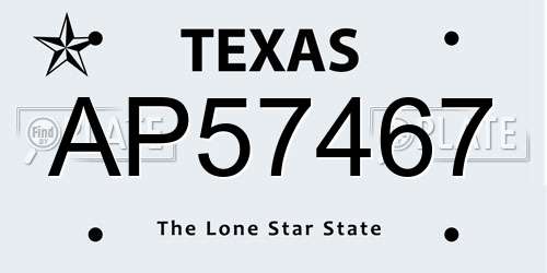AP57467 Texas License Plate