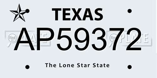 AP59372 Texas License Plate