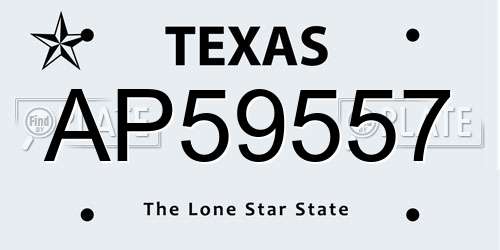 AP59557 Texas License Plate
