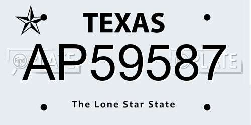 AP59587 Texas License Plate
