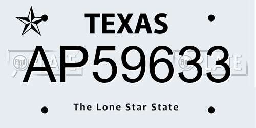 AP59633 Texas License Plate