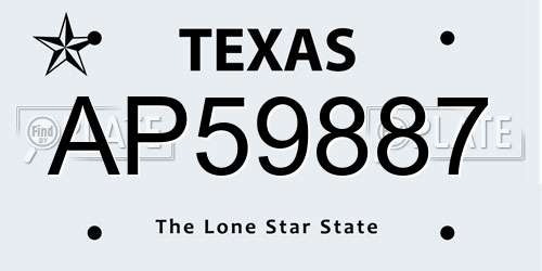 AP59887 Texas License Plate