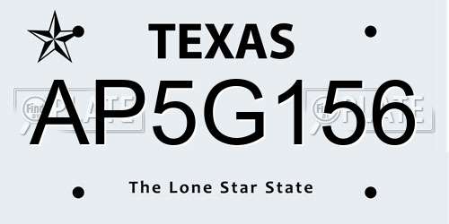 AP5G156 Texas License Plate