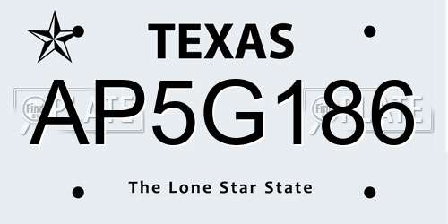 AP5G186 Texas License Plate
