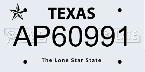 AP60991 Texas License Plate