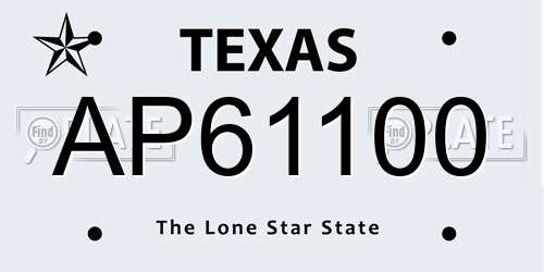 AP61100 Texas License Plate