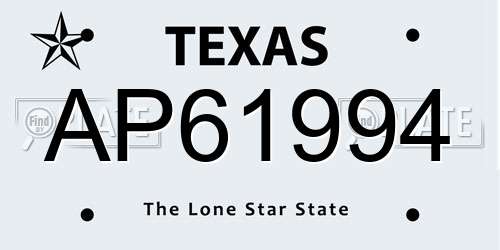 AP61994 Texas License Plate
