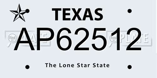 AP62512 Texas License Plate