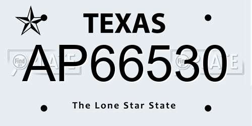 AP66530 Texas License Plate