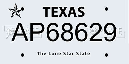 AP68629 Texas License Plate