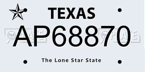 AP68870 Texas License Plate