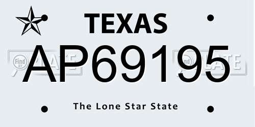 AP69195 Texas License Plate