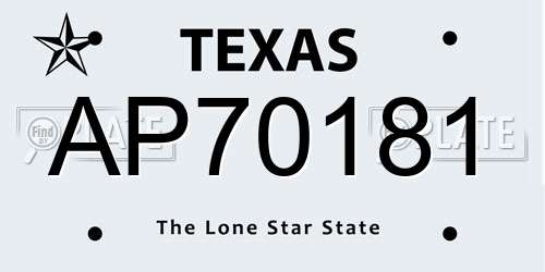 AP70181 Texas License Plate