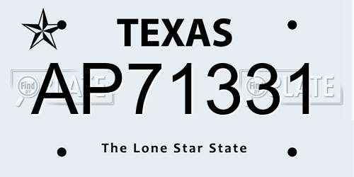 AP71331 Texas License Plate