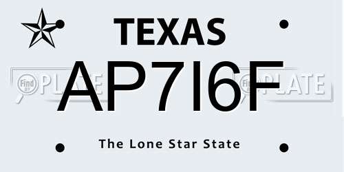 AP7I6F Texas License Plate