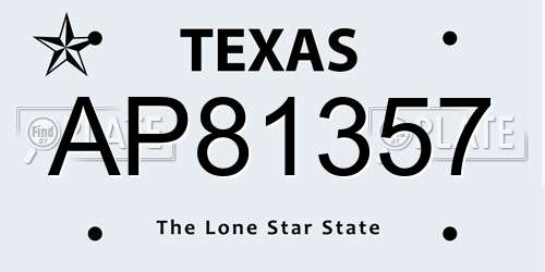 AP81357 Texas License Plate