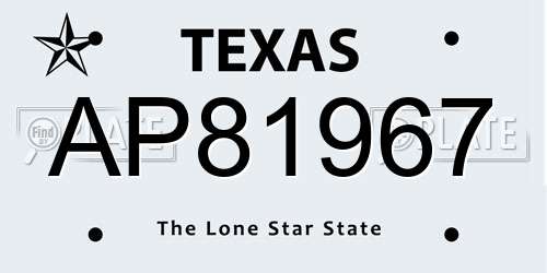 AP81967 Texas License Plate