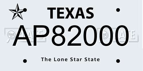 AP82000 Texas License Plate