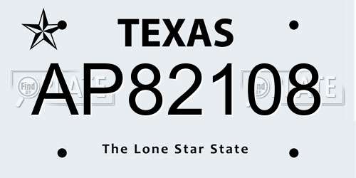 AP82108 Texas License Plate