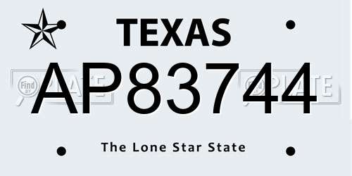 AP83744 Texas License Plate