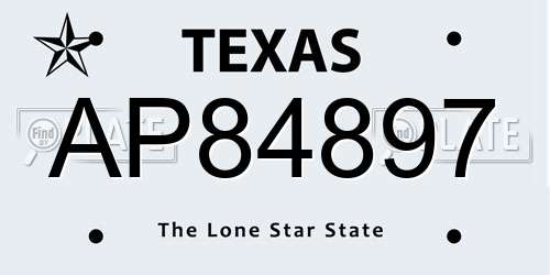 AP84897 Texas License Plate
