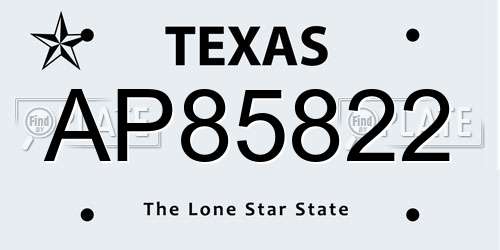 AP85822 Texas License Plate