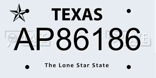 AP86186 Texas License Plate