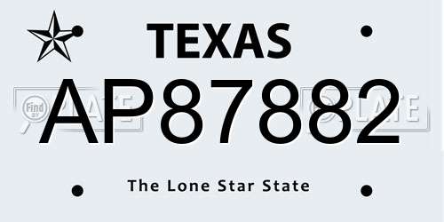 AP87882 Texas License Plate