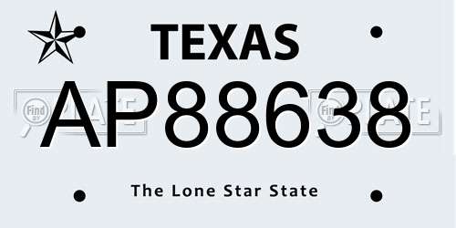 AP88638 Texas License Plate