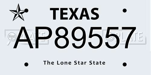 AP89557 Texas License Plate
