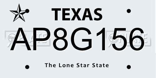 AP8G156 Texas License Plate