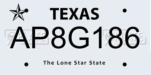 AP8G186 Texas License Plate