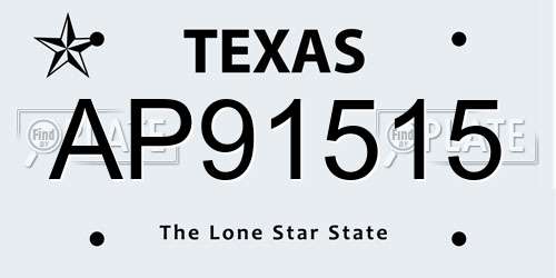 AP91515 Texas License Plate