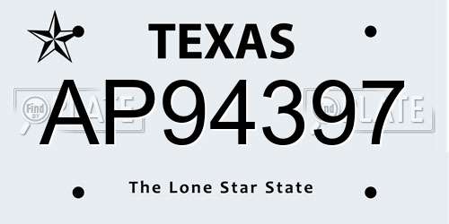 AP94397 Texas License Plate