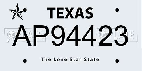 AP94423 Texas License Plate