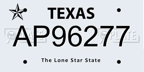 AP96277 Texas License Plate