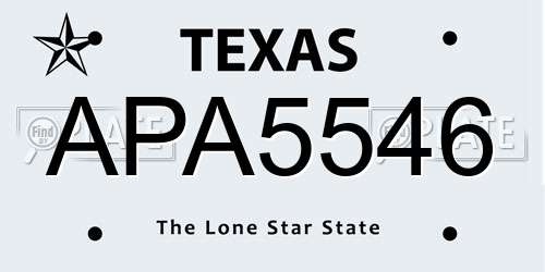 APA5546 Texas License Plate