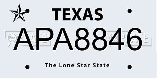 APA8846 Texas License Plate