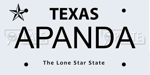 APANDA Texas License Plate