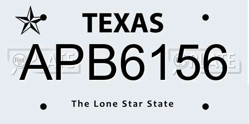 APB6156 Texas License Plate