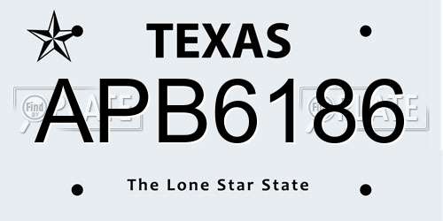 APB6186 Texas License Plate