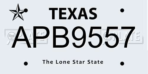 APB9557 Texas License Plate