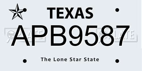 APB9587 Texas License Plate
